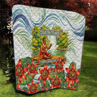 Fiji Taveuni Island Dateline Crossing Quilt Tropical Cultural Landscape With Tagimoucia Floral Pattern