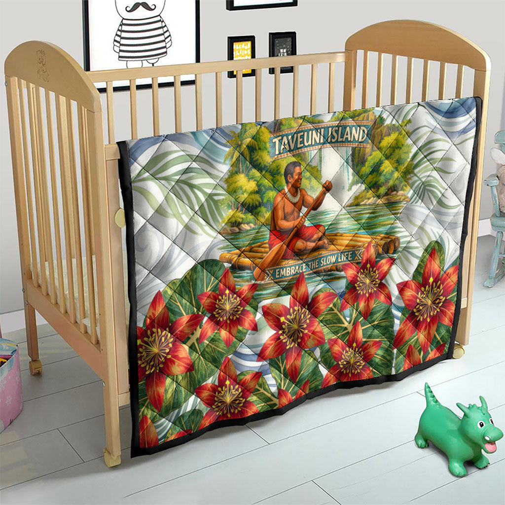 Fiji Taveuni Island Dateline Crossing Quilt Tropical Cultural Landscape With Tagimoucia Floral Pattern