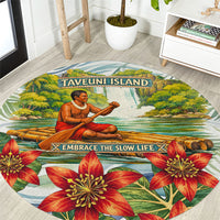 Fiji Taveuni Island Dateline Crossing Round Carpet Tropical Cultural Landscape With Tagimoucia Floral Pattern
