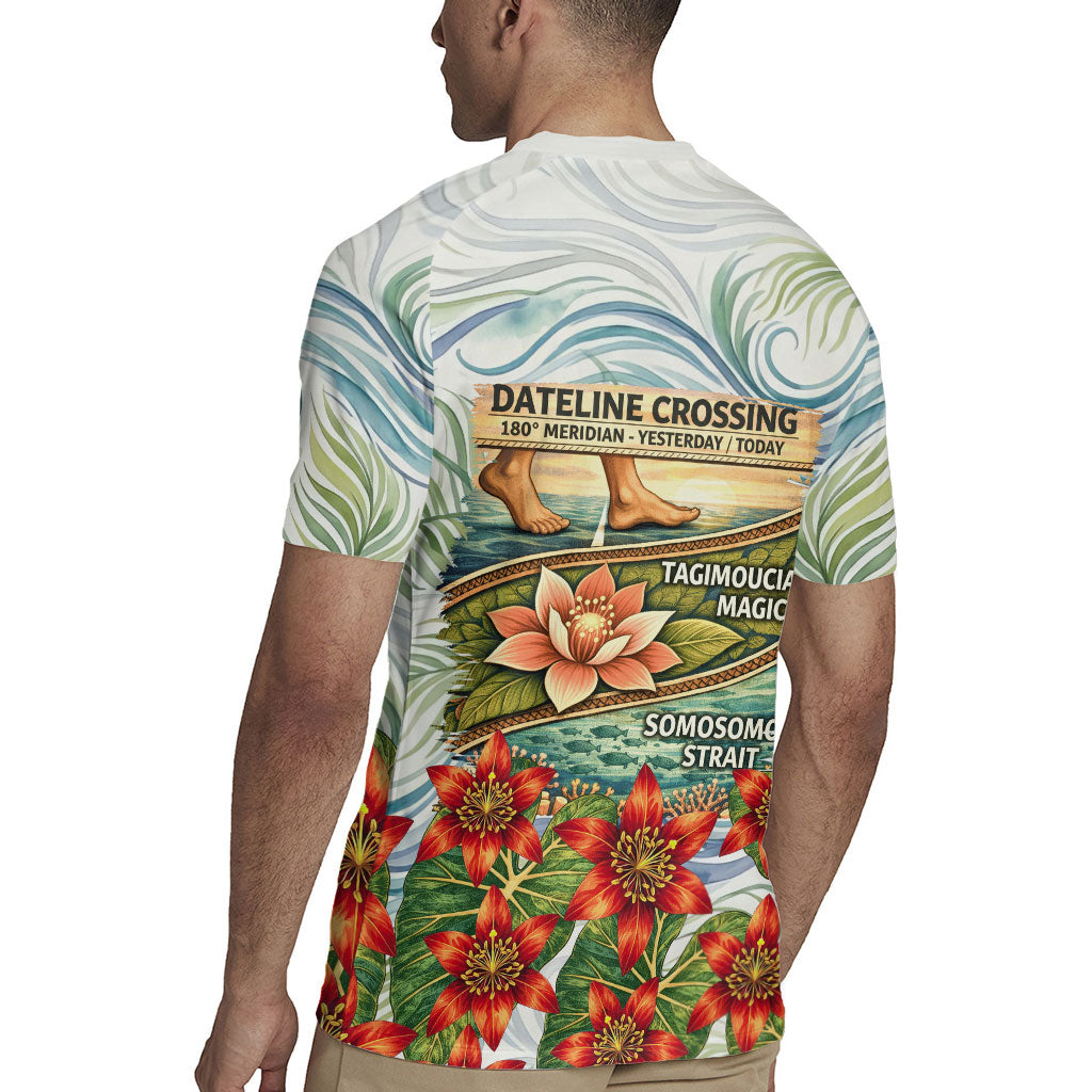 Fiji Taveuni Island Dateline Crossing Rugby Jersey Tropical Cultural Landscape With Tagimoucia Floral Pattern