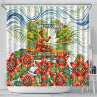 Fiji Taveuni Island Dateline Crossing Shower Curtain Tropical Cultural Landscape With Tagimoucia Floral Pattern