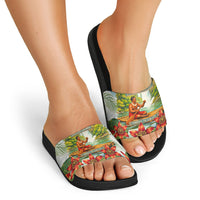 Fiji Taveuni Island Dateline Crossing Slide Sandals Tropical Cultural Landscape With Tagimoucia Floral Pattern