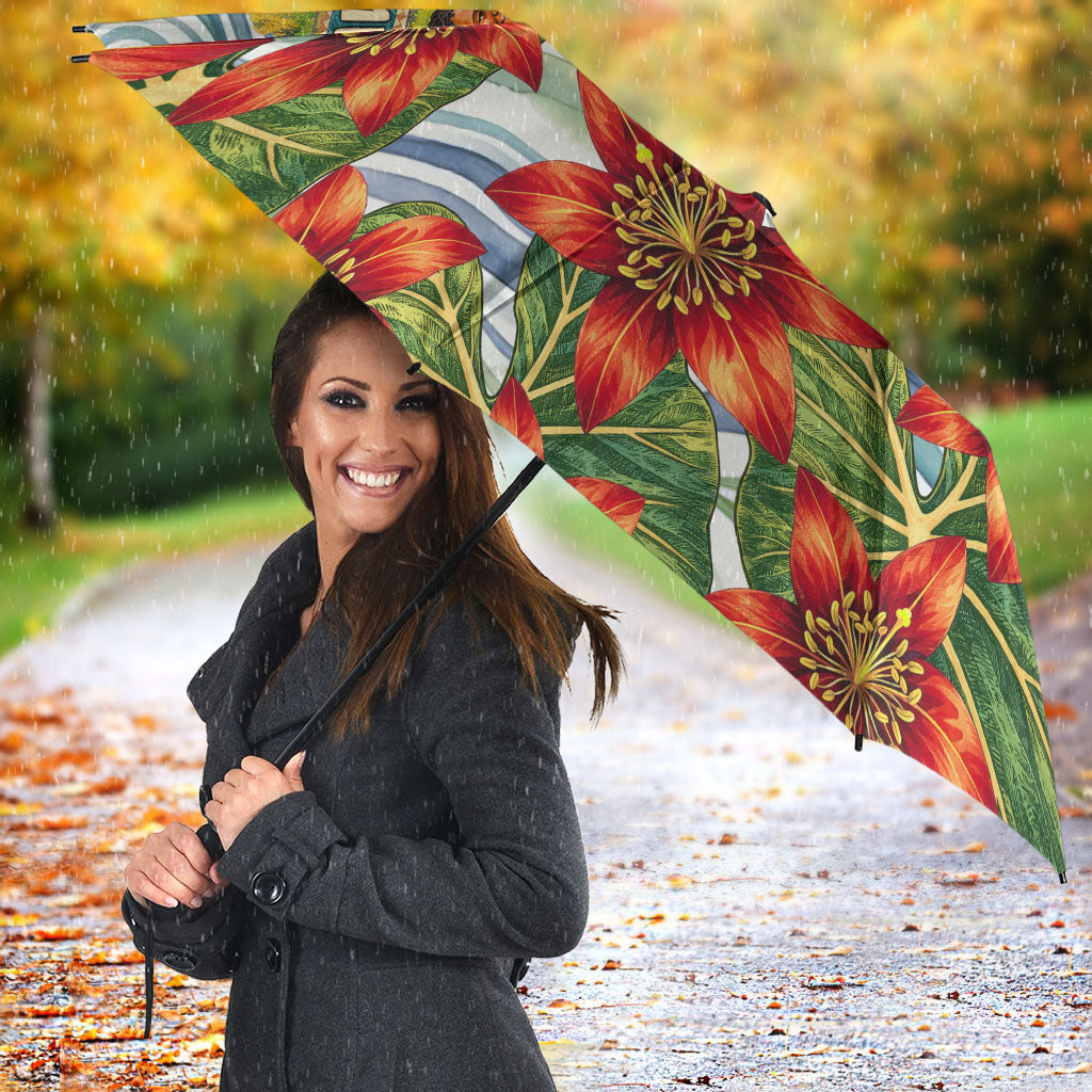 Fiji Taveuni Island Dateline Crossing Umbrella Tropical Cultural Landscape With Tagimoucia Floral Pattern