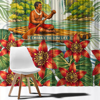 Fiji Taveuni Island Dateline Crossing Window Curtain Tropical Cultural Landscape With Tagimoucia Floral Pattern