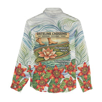 Fiji Taveuni Island Dateline Crossing Women Casual Shirt Tropical Cultural Landscape With Tagimoucia Floral Pattern