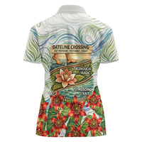 Fiji Taveuni Island Dateline Crossing Women Polo Shirt Tropical Cultural Landscape With Tagimoucia Floral Pattern