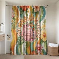 Hawaii Aloha Academy Back To School Bathroom Set Sea Turtle Tropical Hibiscus Flowers Retro Psychedelic