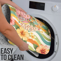 Hawaii Aloha Academy Back To School Bathroom Set Sea Turtle Tropical Hibiscus Flowers Retro Psychedelic