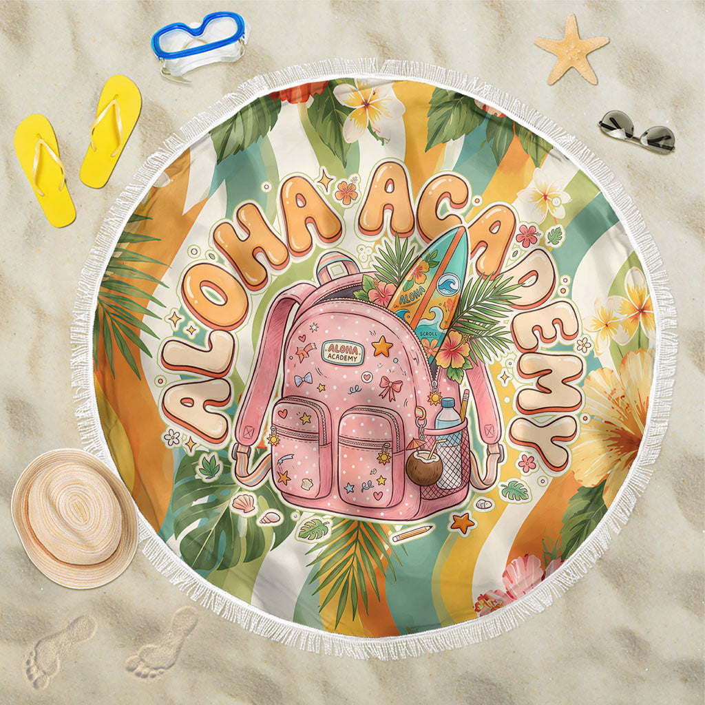 Hawaii Aloha Academy Back To School Beach Blanket Sea Turtle Tropical Hibiscus Flowers Retro Psychedelic