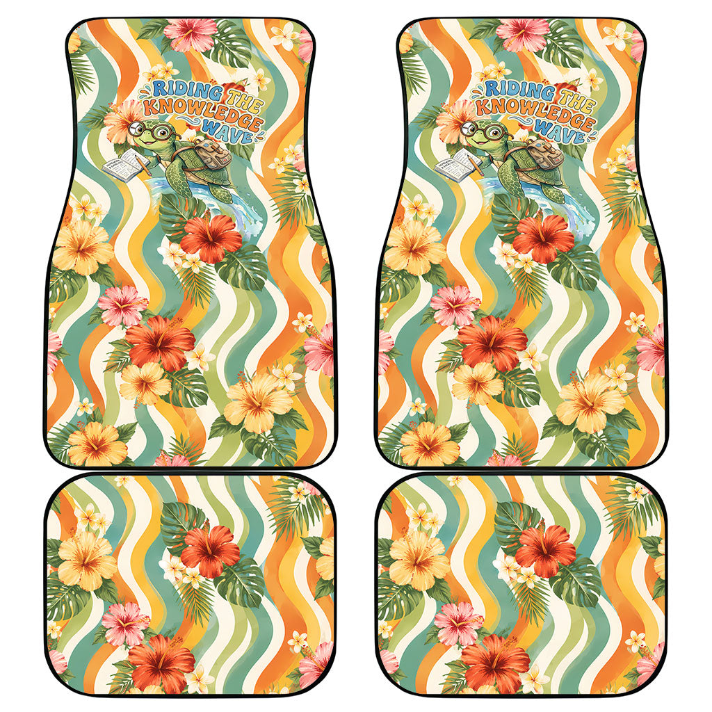 Hawaii Aloha Academy Back To School Car Mats Sea Turtle Tropical Hibiscus Flowers Retro Psychedelic