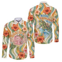 Hawaii Aloha Academy Back To School Family Matching Puletasi and Hawaiian Shirt Sea Turtle Tropical Hibiscus Flowers Retro Psychedelic