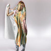 Hawaii Aloha Academy Back To School Hooded Blanket Sea Turtle Tropical Hibiscus Flowers Retro Psychedelic