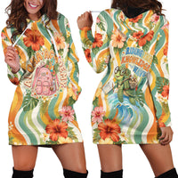 Hawaii Aloha Academy Back To School Hoodie Dress Sea Turtle Tropical Hibiscus Flowers Retro Psychedelic