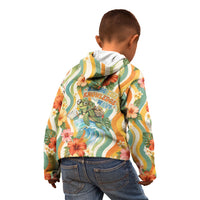 Hawaii Aloha Academy Back To School Kid Hoodie Sea Turtle Tropical Hibiscus Flowers Retro Psychedelic