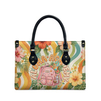 Hawaii Aloha Academy Back To School Leather Bag Sea Turtle Tropical Hibiscus Flowers Retro Psychedelic