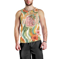 Hawaii Aloha Academy Back To School Men Tank Top Sea Turtle Tropical Hibiscus Flowers Retro Psychedelic