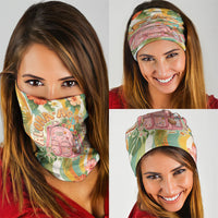 Hawaii Aloha Academy Back To School Neck Gaiter Sea Turtle Tropical Hibiscus Flowers Retro Psychedelic