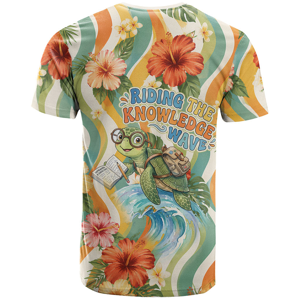 Hawaii Aloha Academy Back To School T Shirt Sea Turtle Tropical Hibiscus Flowers Retro Psychedelic