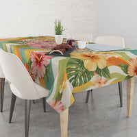 Hawaii Aloha Academy Back To School Tablecloth Sea Turtle Tropical Hibiscus Flowers Retro Psychedelic