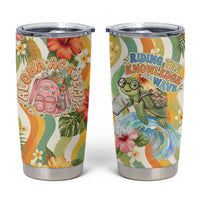 Hawaii Aloha Academy Back To School Tumbler Cup Sea Turtle Tropical Hibiscus Flowers Retro Psychedelic