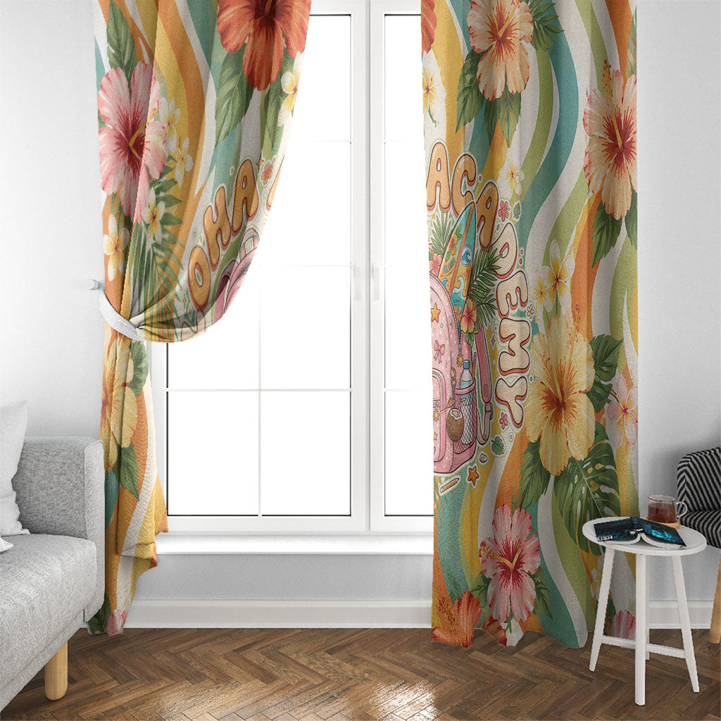 Hawaii Aloha Academy Back To School Window Curtain Sea Turtle Tropical Hibiscus Flowers Retro Psychedelic