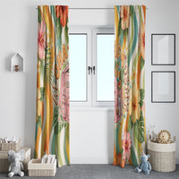 Hawaii Aloha Academy Back To School Window Curtain Sea Turtle Tropical Hibiscus Flowers Retro Psychedelic