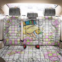 Hawaii Cruising Back To School Back Car Seat Cover Grid Pattern With School Bag And Vintage Surf Van