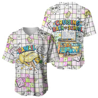 Hawaii Cruising Back To School Baseball Jersey Grid Pattern With School Bag And Vintage Surf Van