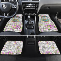 Hawaii Cruising Back To School Car Mats Grid Pattern With School Bag And Vintage Surf Van
