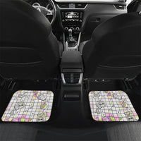 Hawaii Cruising Back To School Car Mats Grid Pattern With School Bag And Vintage Surf Van