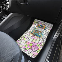 Hawaii Cruising Back To School Car Mats Grid Pattern With School Bag And Vintage Surf Van