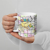 Hawaii Cruising Back To School Ceramic Mug Grid Pattern With School Bag And Vintage Surf Van