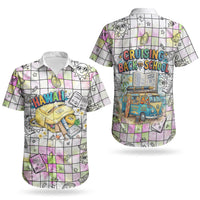 Hawaii Cruising Back To School Couples Matching Puletasi and Hawaiian Shirt Grid Pattern With School Bag And Vintage Surf Van