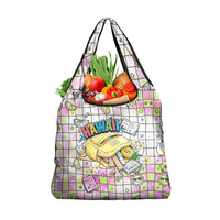 Hawaii Cruising Back To School Grocery Bag Grid Pattern With School Bag And Vintage Surf Van