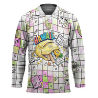 Hawaii Cruising Back To School Hockey Jersey Grid Pattern With School Bag And Vintage Surf Van
