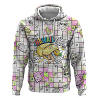 Hawaii Cruising Back To School Hoodie Grid Pattern With School Bag And Vintage Surf Van