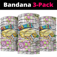 Hawaii Cruising Back To School Neck Gaiter Grid Pattern With School Bag And Vintage Surf Van