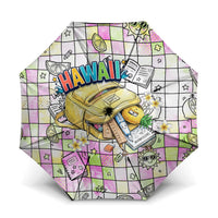 Hawaii Cruising Back To School Umbrella Grid Pattern With School Bag And Vintage Surf Van