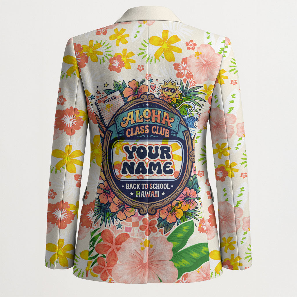 Personalized Hawaii School Club Back To Class Blazer Retro Tropical Hibiscus Pattern With Open Notebook TS04 - Polynesian Pride