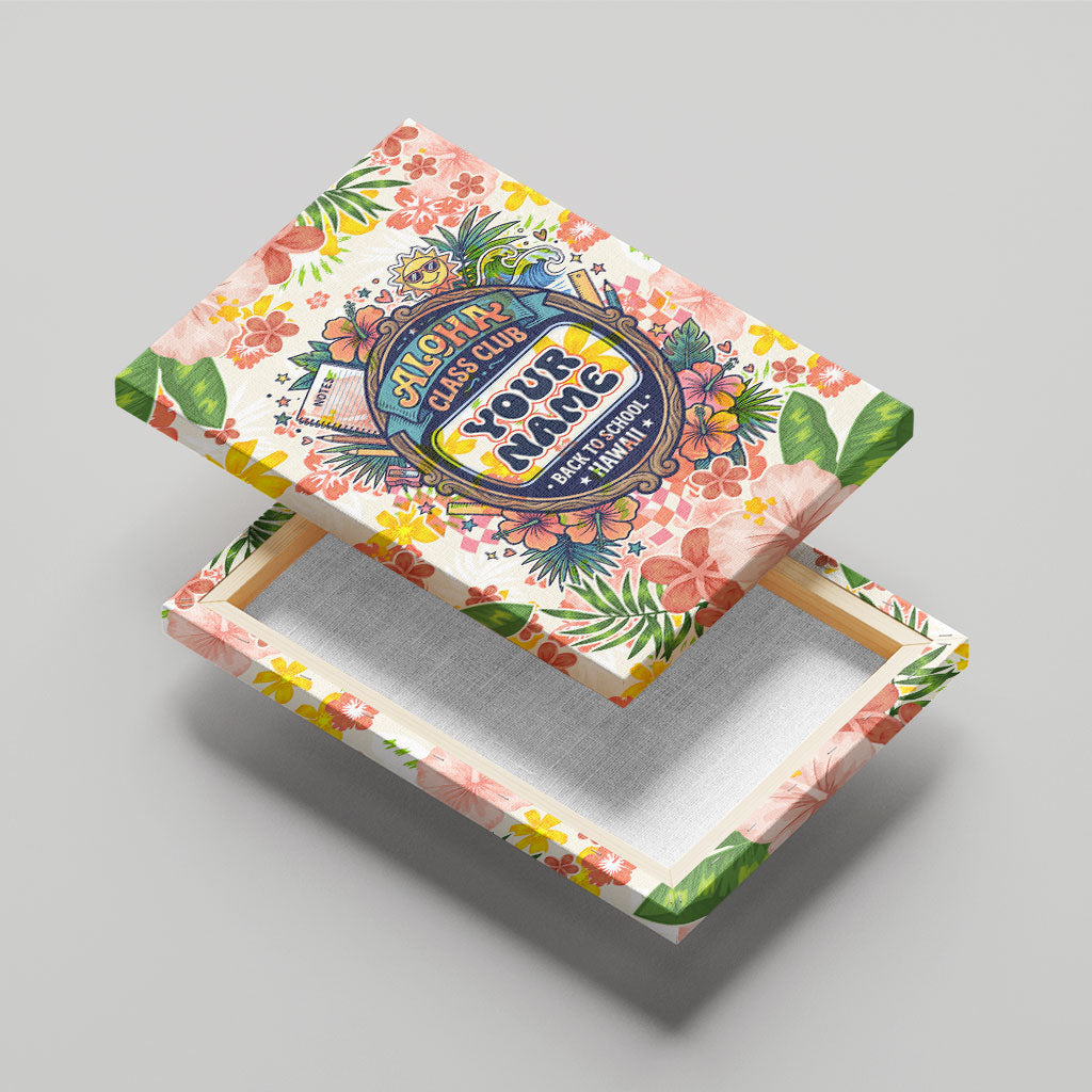 Personalized Hawaii School Club Back To Class Canvas Wall Art Retro Tropical Hibiscus Pattern With Open Notebook TS04 - Polynesian Pride