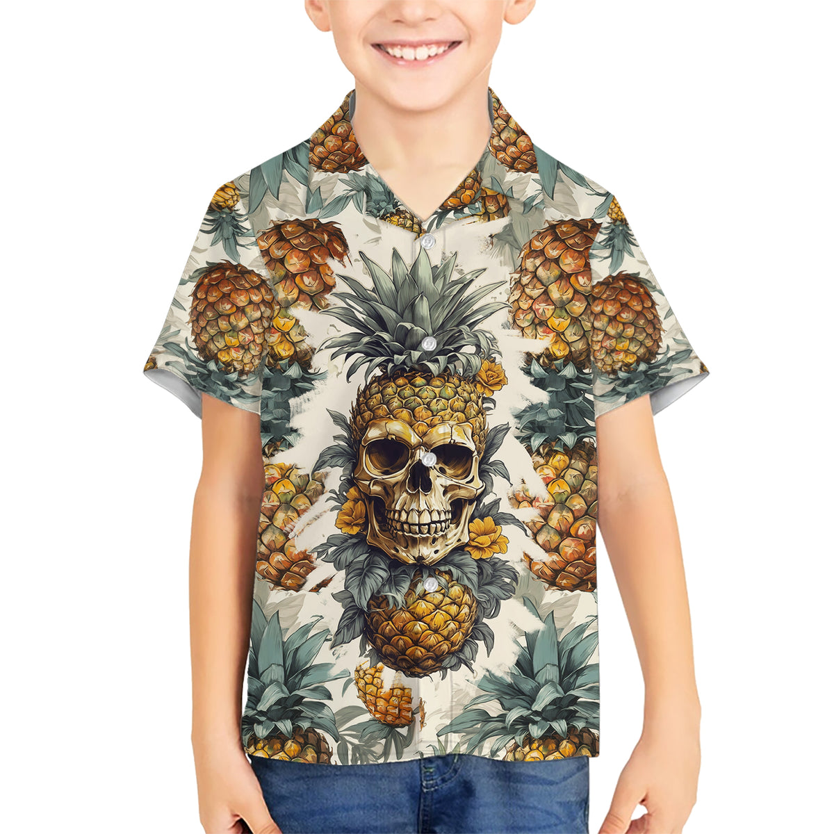 Pineapple Skull Kid Hawaiian Shirt Summer Paradise TS04 - Polynesian Pride