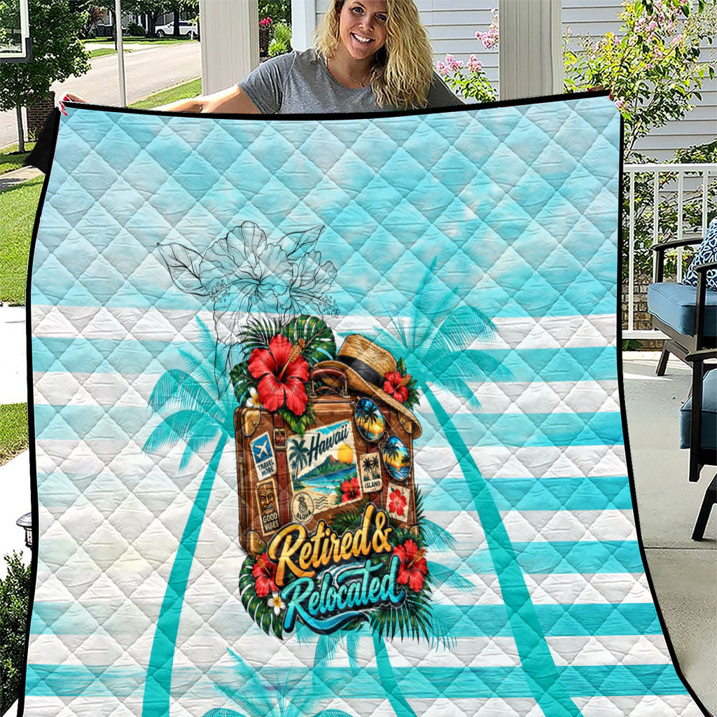 Out Of Office Retired Relocated Quilt Tropical Island Hawaiian Beach Sunset Sunglasses Suitcase TS04 Blue White - Polynesian Pride