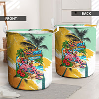 Hawaii Retirement Vacation Laundry Basket Tropical Sunset Beach Pink Flamingo Surfboard Palm Tree TS04 - Polynesian Pride