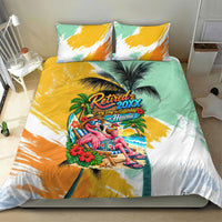 Hawaii Retirement Vacation Bedding Set Tropical Sunset Beach Pink Flamingo Surfboard Palm Tree TS04 - Polynesian Pride