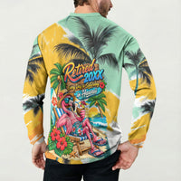 Hawaii Retirement Vacation Button Sweatshirt Tropical Sunset Beach Pink Flamingo Surfboard Palm Tree TS04 - Polynesian Pride