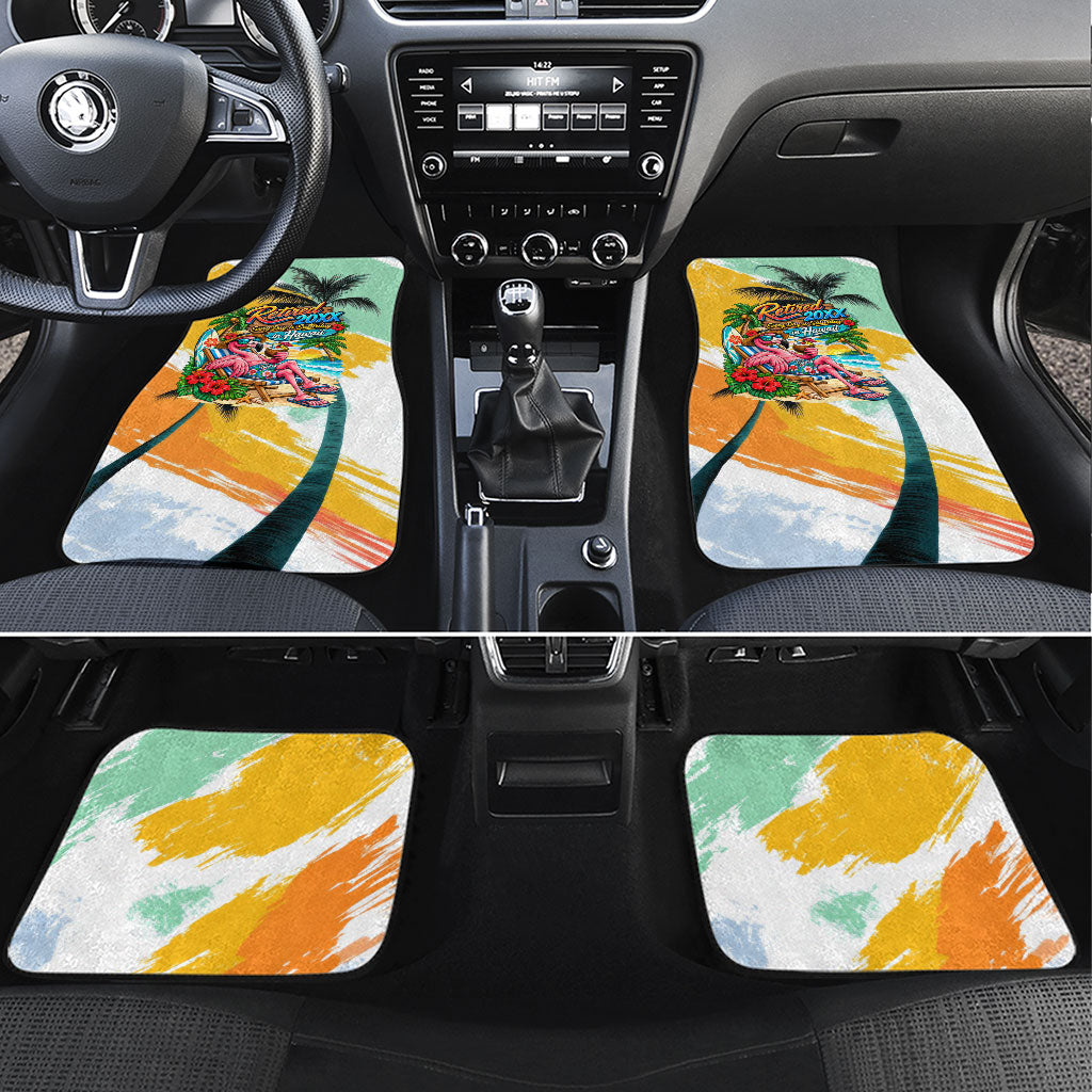 Hawaii Retirement Vacation Car Mats Tropical Sunset Beach Pink Flamingo Surfboard Palm Tree TS04 Set 4pcs Yellow Green - Polynesian Pride