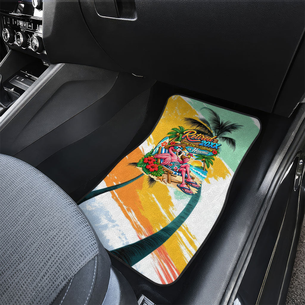 Hawaii Retirement Vacation Car Mats Tropical Sunset Beach Pink Flamingo Surfboard Palm Tree TS04 - Polynesian Pride