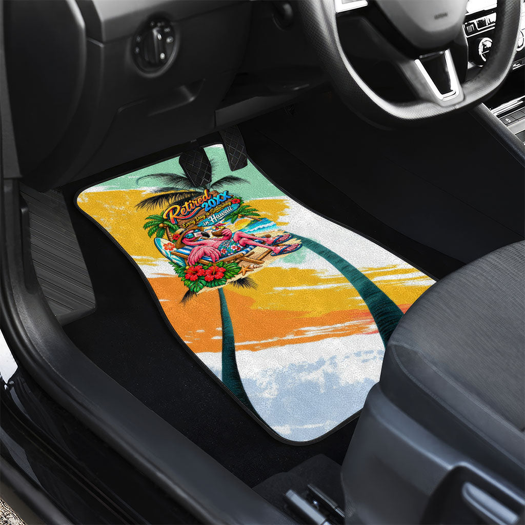 Hawaii Retirement Vacation Car Mats Tropical Sunset Beach Pink Flamingo Surfboard Palm Tree TS04 - Polynesian Pride