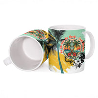 Hawaii Retirement Vacation Ceramic Mug Tropical Sunset Beach Pink Flamingo Surfboard Palm Tree TS04 - Polynesian Pride