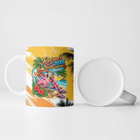Hawaii Retirement Vacation Ceramic Mug Tropical Sunset Beach Pink Flamingo Surfboard Palm Tree TS04 - Polynesian Pride